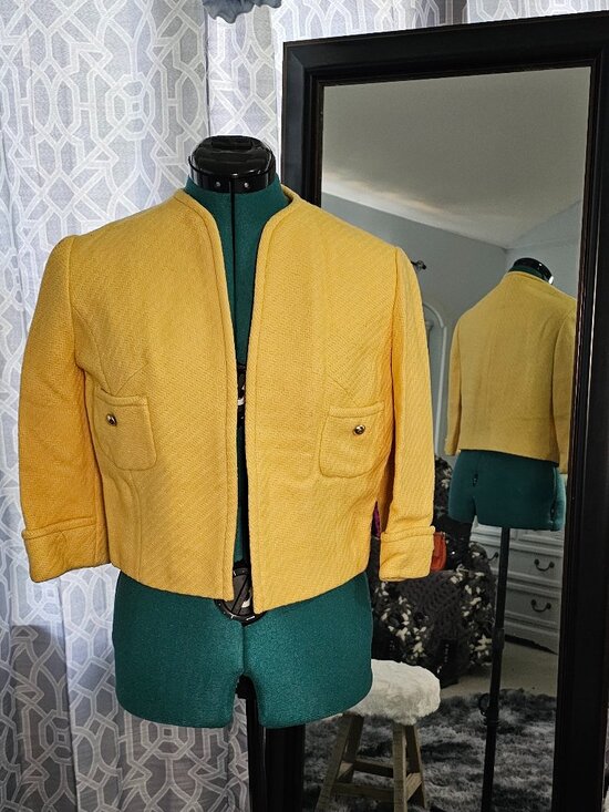 Vintage Jackets & Blazers - Vintage Late‑1950s/Early‑1960s Custom‑Tailored Yellow Jacket – Boutique